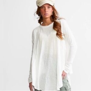 Free People Oversized Flowy Beach Aria Trapeze Top White Extra Small